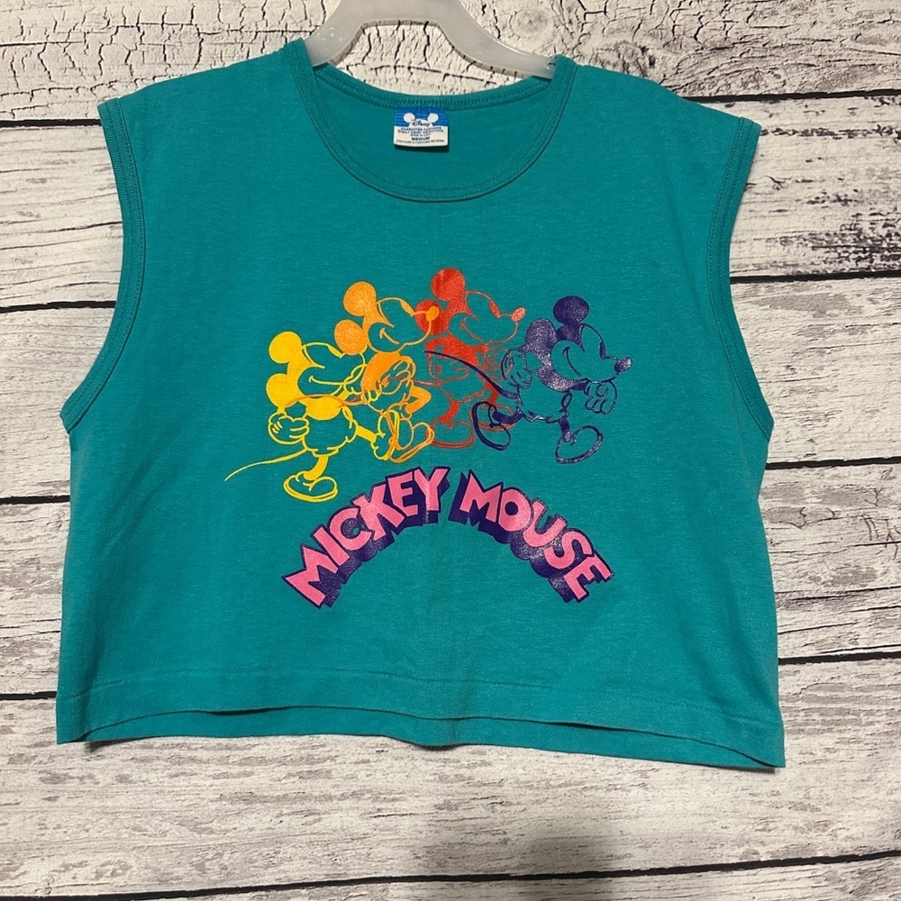 Disney Mickey Mouse Rainbow Graphic Crop Tank Top Medium